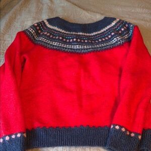 GAP Red and Blue Crew Neck Sweater with Embellished Trim